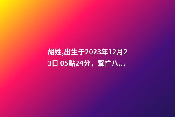 胡姓,出生于2023年12月23日 05點24分，幫忙八字測算并起名
